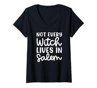 Femme Toutes Les sorcières ne vivent Pas à Salem : Halloween, effrayante, Mignonne, drôle T-Shirt avec Col en V