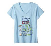 Femme Toy Story Group Doodle T-Shirt avec Col en V