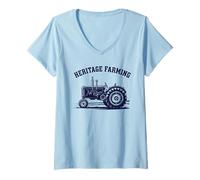 Femme Tracteur Classique Heritage Farming Logo Art T-Shirt avec Col en V