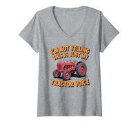 Femme Tracteur Voix Sarcastique Farmer Big Mouth Attitude T-Shirt avec Col en V