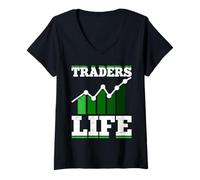 Femme Traders Life - Négocier des cryptomonnaies et investir de l'argent sur Le marché boursier T-Shirt avec Col en V
