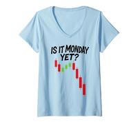 Femme Trading baissier en Bourse : est-ce Lundi ? Trader Options Crypto ? T-Shirt avec Col en V
