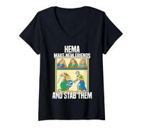Femme Traditions et Tournois de Combat à l'épée médiévale Hema T-Shirt avec Col en V