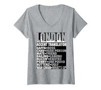 Femme Traducteur d'accent de Londres drôle du sud T-Shirt avec Col en V