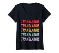 Femme Traducteur T-Shirt avec Col en V