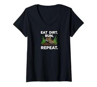 Femme Trail Runner Eat Dirt Run Repeat XC Athlete T-Shirt avec Col en V