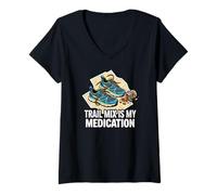 Femme Trail Runner Hiker Trail Mix is My Medication T-Shirt avec Col en V