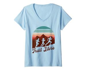 Femme Traileur Trail Libre Idée-Cadeau Coureur Course à Pied T-Shirt avec Col en V
