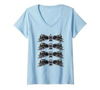 Femme Train Locomotive Cheminot Trainspotter Retro Trains T-Shirt avec Col en V