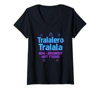 Femme Tralalero Tralala 404 Brainrot Not Found - Drôle T-Shirt avec Col en V