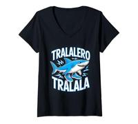 Femme Tralalero Tralala Energetic Shark Fun Art T-Shirt avec Col en V