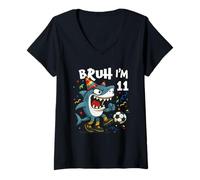Femme Tralalero Tralala Italian Brainrot Soccer 11th Birthday T-Shirt avec Col en V