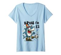 Femme Tralalero Tralala Italian Brainrot Soccer 12th Birthday T-Shirt avec Col en V