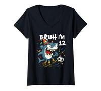 Femme Tralalero Tralala Italian Brainrot Soccer 12th Birthday T-Shirt avec Col en V