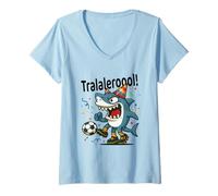 Femme Tralalero Tralala Italian Brainrot Soccer Birthday Meme Boys T-Shirt avec Col en V