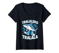 Femme Tralalero Tralala Shark Sneakers Ocean Fun T-Shirt avec Col en V
