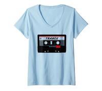 Femme Trance Music Mixtape Cassette Audio rétro années 90 T-Shirt avec Col en V