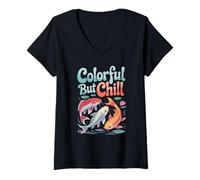 Femme Tranquilité des Poissons koï colorés mais froids T-Shirt avec Col en V