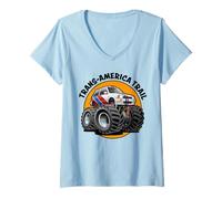 Femme Trans-America Trail Voiture de Rallye rétro 4x4 T-Shirt avec Col en V