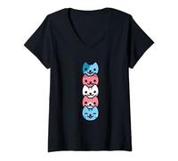Femme Trans Pride Drapeau transgenre à poils de chats Kawaii T-Shirt avec Col en V