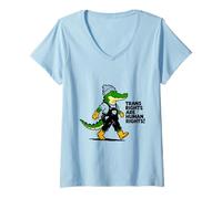 Femme Trans Rights Human Equality Crocodile Streetwear Design pour T-Shirt avec Col en V