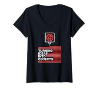 Femme Transformer des idées en Objets - Impression d'imprimante 3D T-Shirt avec Col en V