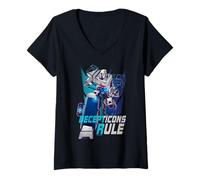 Femme Transformers Megatron Decepticons Règle rétro T-Shirt avec Col en V