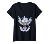 Femme Transgender Phoenix Halloween Trans Flag Rising from Ashes T-Shirt avec Col en V