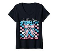 Femme Transgenre et trans : ce drapeau vous offense, je vais vous aider à faire vos valises T-Shirt avec Col en V