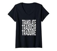 Femme Translate Traducir Traduire Translator Translation T-Shirt avec Col en V