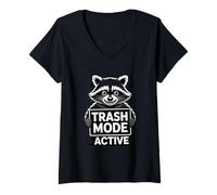 Femme Trash Mode Active Funny Raton Laveur Trash Panda Meme T-Shirt avec Col en V