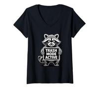 Femme Trash Mode Active Funny Raton Laveur Trash Panda Meme T-Shirt avec Col en V