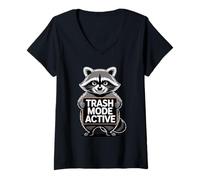 Femme Trash Mode Active Funny Raton Laveur Trash Panda Meme T-Shirt avec Col en V