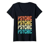 Femme Travail de Style Vintage psychique T-Shirt avec Col en V