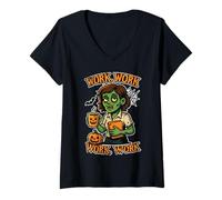 Femme Travail Zombie T-Shirt avec Col en V
