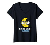 Femme Travailleur de Nuit Zombie Professionnel Soins de santé T-Shirt avec Col en V
