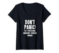 Femme Travailleur des Services d'urgence T-Shirt avec Col en V