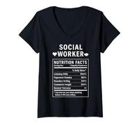 Femme Travailleur Social drôle T-Shirt avec Col en V
