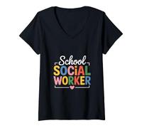 Femme Travailleur Social T-Shirt avec Col en V