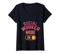 Femme Travailleur Social T-Shirt avec Col en V