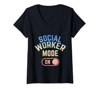 Femme Travailleur Social T-Shirt avec Col en V