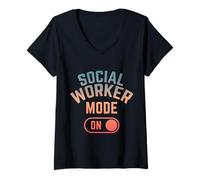 Femme Travailleur Social T-Shirt avec Col en V