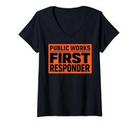 Femme Travaux publics Premiers intervenants Équipe de Travailleurs du syndicat Municipal T-Shirt avec Col en V