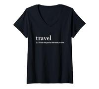 Femme Traveler Funny - Ne voyagez Que ce Que Vous Achetez T-Shirt avec Col en V