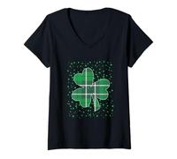 Femme Trèfle écossais Vert Irlandais pour la Saint-Patrick T-Shirt avec Col en V