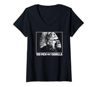 Femme Trendy Apparel 100 Men VS 1 Gorilla Side Face White Portrait T-Shirt avec Col en V
