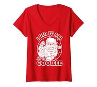 Femme Trendy Apparel Christmas I did It All for The Cookie Santa T-Shirt avec Col en V