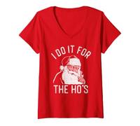 Femme Trendy Apparel Christmas I Do It for The HO's Santa Clause T-Shirt avec Col en V