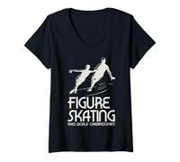 Femme Trendy Apparel Figure Skating 1980 Champion Silhouette T-Shirt avec Col en V