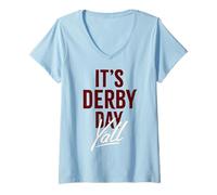Femme Trendy Apparel It's Derby Day Y'all Large and Bold Text Font T-Shirt avec Col en V